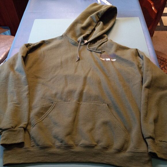 Jerzees Lg Green Adirondack Mountains New York Long Sleeve Hoodie Countrycore - Picture 2 of 8